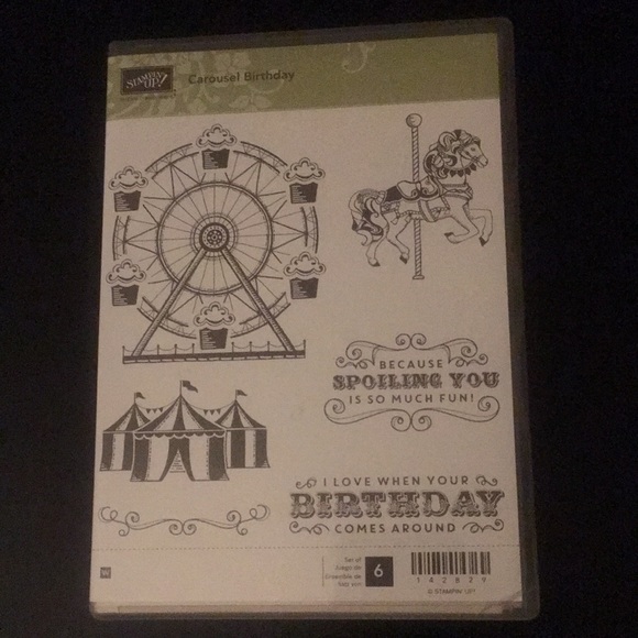 Stampin’Up Carousel Birthday:unmounted wood blocks - used - box has some damage. - Picture 1 of 11